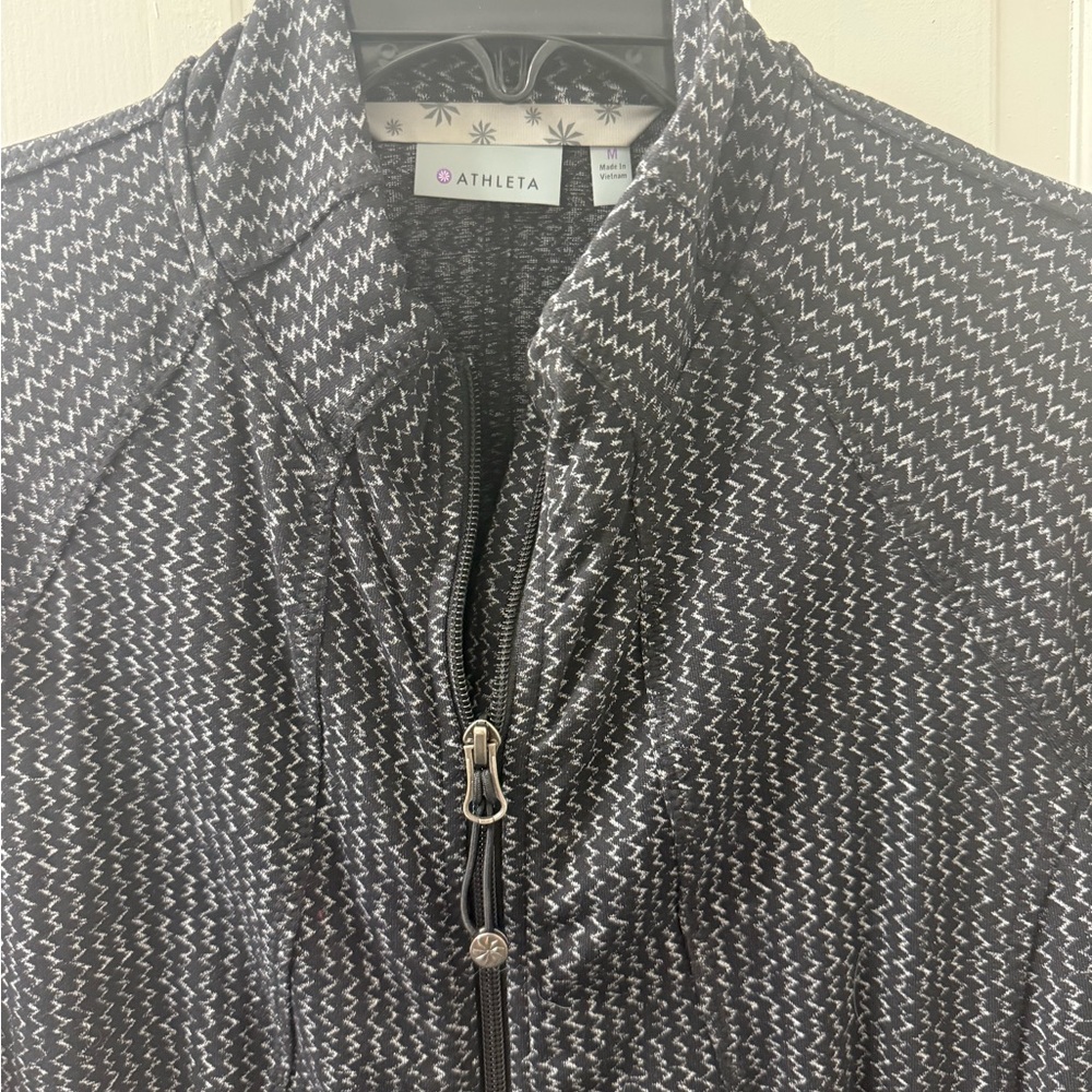 Athleta Heartbeat Hope Herringbone Full Zip Athletic Jacket | Medium - Picture 2 of 7